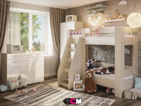 Детская Симба с двухъярусной кроватью белый глянец в Осе - osa.magazinmebel.ru | фото