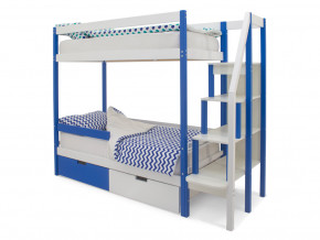 Двухъярусная кровать Svogen с ящиками и бортиком сине-белый в Осе - osa.magazinmebel.ru | фото - изображение 1