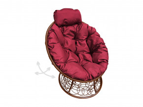 Кресло Папасан мини пружинка с ротангом бордовая подушка в Осе - osa.magazinmebel.ru | фото