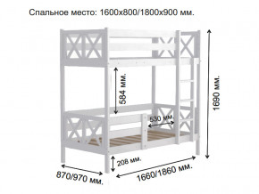 Кровать 2-х ярусная Аист-2 Прованс белый 1800х900 мм в Осе - osa.magazinmebel.ru | фото - изображение 2