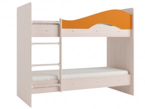 Кровать 2-х ярусная Мая на латофлексах млечный дуб, оранжевая в Осе - osa.magazinmebel.ru | фото