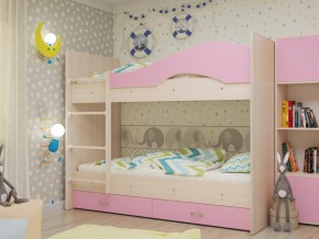 Кровать 2-х ярусная Мая с ящиками на латофлексах розовая в Осе - osa.magazinmebel.ru | фото