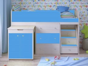 Кровать чердак Малыш 80х180 Дуб молочный, Голубой в Осе - osa.magazinmebel.ru | фото - изображение 1