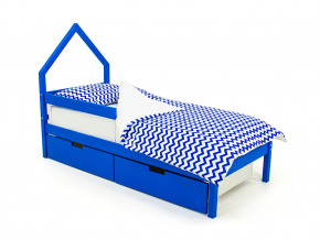 Кровать-домик мини Svogen с ящиками и бортиком синий в Осе - osa.magazinmebel.ru | фото
