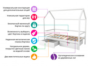 Кровать-домик Svogen с ящиками и бортиком дерево-белый в Осе - osa.magazinmebel.ru | фото - изображение 2