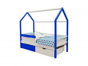 Кровать-домик Svogen с ящиками и бортиком сине-белый в Осе - osa.magazinmebel.ru | фото - изображение 1