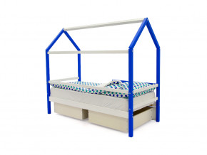 Кровать-домик Svogen с ящиками и бортиком сине-белый в Осе - osa.magazinmebel.ru | фото - изображение 3