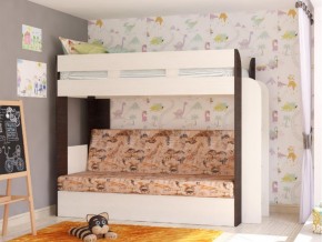 Кровать двухъярусная Карамель 75 венге ткань савана в Осе - osa.magazinmebel.ru | фото - изображение 1