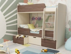Кровать двухъярусная Малыш двойняшка дуб молочный-бодега в Осе - osa.magazinmebel.ru | фото
