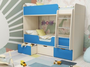 Кровать двухъярусная Малыш двойняшка дуб молочный-голубой в Осе - osa.magazinmebel.ru | фото