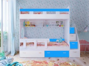 Кровать двухъярусная Юниор 1 винтерберг-белый с голубым в Осе - osa.magazinmebel.ru | фото - изображение 1