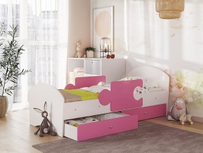 Кровать Мозаика с ящиком и бортиками на ламелях белый-розовый в Осе - osa.magazinmebel.ru | фото - изображение 1