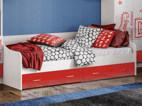 Кровать с ящиками Вега Алфавит Красный в Осе - osa.magazinmebel.ru | фото