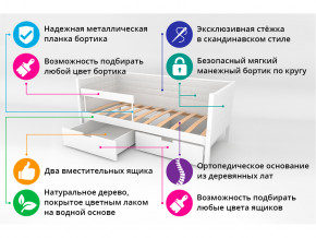 Кровать-тахта мягкая Svogen с ящиками и бортиком сине-белый в Осе - osa.magazinmebel.ru | фото - изображение 3