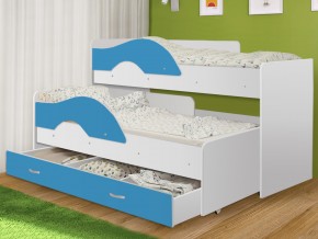 Кровать выкатная Радуга с ящиком 80х160 белая-голубой в Осе - osa.magazinmebel.ru | фото - изображение 1