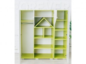 Шкаф-стеллаж Домик с пеналами зеленый-белый в Осе - osa.magazinmebel.ru | фото - изображение 2