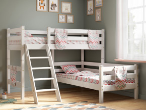Угловая кровать Соня Вариант 8 с наклонной лестницей белая в Осе - osa.magazinmebel.ru | фото